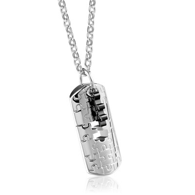 

Rectangular Pendant Necklace Exquisite Titanium Steel Puzzle Pendant Couple Chain Necklace Lover Gifts