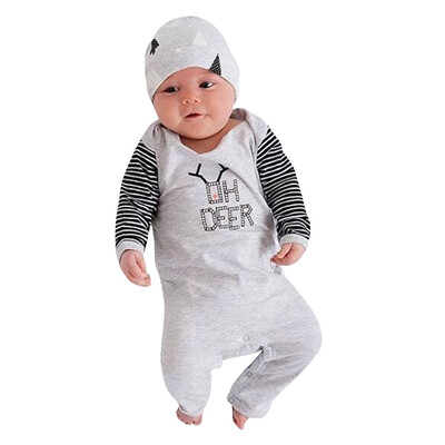 

Christmas Newborn Infant Baby Stripe Letter Print Romper Jumpsuit Clothes Set