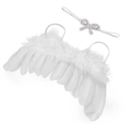 

Cute Newborn Baby Girls Rhinestone Bowknot Hairband Angel Wings Photo Props