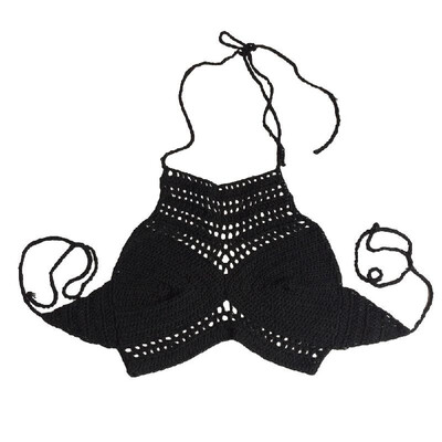 

Sexy Women Lady Boho Crop Top Crochet Knitted Bra Halter Hollow Beachwear Bikini Bralette Camisole Vest