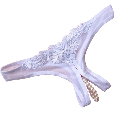 

Toponeto Sexy Lingerie Lace Open Crotch Underwear Pearl Sexy Temptation Womens Panties BK