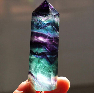 

Gobestart Natural Fluorite Quartz Crystal Stone Healing Amethyst Hexagonal Wand Point