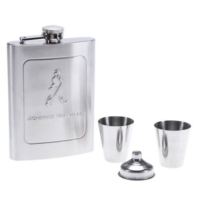 

7oz Outdoors Portable Stainless Steel Drink Mug Flask Flagon Funnel Cup Set