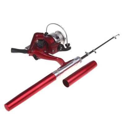 

Mini Aluminum Pocket Pen Fishing Rod Pole Reel Purple