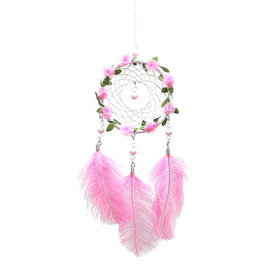 

Pink Feathers Handmade Dreamcatcher Craft Dream Catcher Net Home Wall Decor