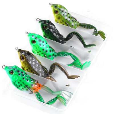 

5pcs 55cm Frog Baits Soft Mini Fishing Lures with Dual Hooks Fishing Baits Tackle