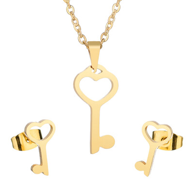 

Luxury Gold Color Women Infinite Owl Love Heart Fatima Hand Necklace Earrings Stainless Steel Bridal Wedding Jewelry Sets