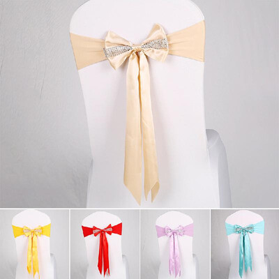 

Chair Sash Bow Elastic Chair Ribbon Back Tie Bands for Wedding Party Ceremony Banquet