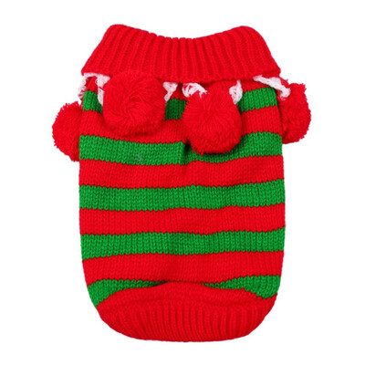 

Autumn Winter Christmas Striped Warm Dog Pets Clothes Coat Cartoon jacket -L