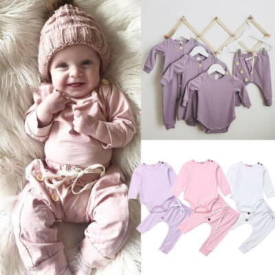 

US Newborn Infant Baby Girl Clothes Romper Top Pants Leggings Outfit Autumn Set