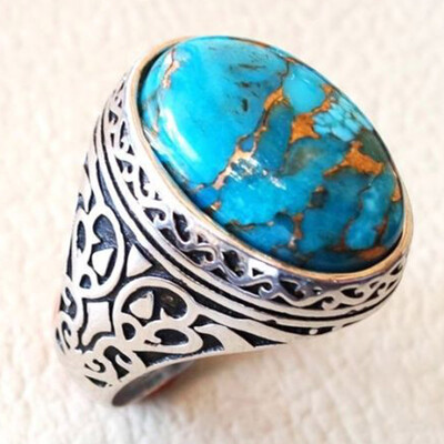 

New Style Earring Vintage Antique Silver Turquoises Ring for Men Women Ring For Gift Free Shipping
