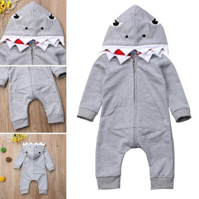 

Cute Newborn Baby Boy Girl Winter Cartoon Shark Cotton Romper Jumpsuit Outfit Clothes