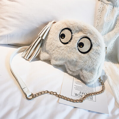 

Winter Brand Design Cute Cartoon Plush Octopus Girl Messenger Bag Fur Fashion Women Chain Shoulder Woman Big Eyes Crossbody Bag
