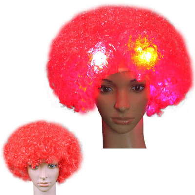 

〖Follure〗Party Disco LED Flash Clown Hair Football Fan-Adult Afro Masquerade Hair Wig