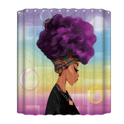 

African Woman Print Anti Mildew Waterproof Bathroom Shower Curtain Purdah