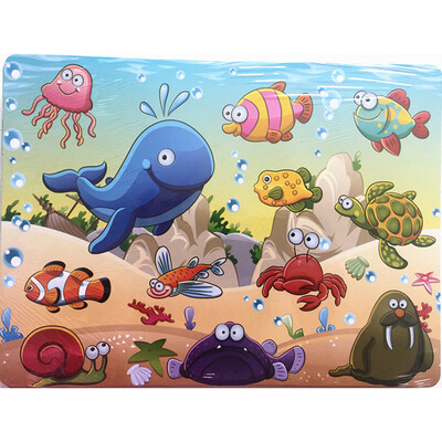 

Gotoamei Wooden Animal Puzzle Jigsaw Blocks Kid Learing Educational Toy
