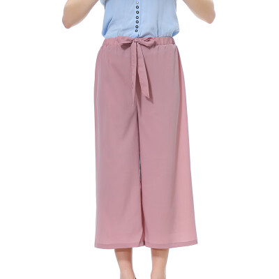 

Womens Casual Cropped Pants Wide Leg Baggy Bottoms Loose Mid Waist Trousers