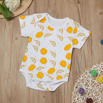 

Infant Kids Baby Girl Boy Lemon Cotton Leopard Romper Jumpsuit Clothes 70
