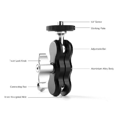 

Multi-functional Aluminium Alloy Arm Mount Clamp Adapter CNC Processing Manufacturing with Dual Ballhead 14 Inch Screw for Camera