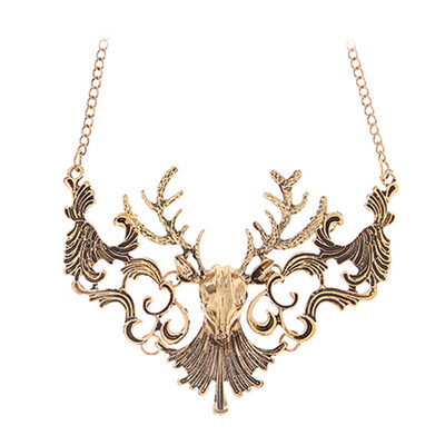 

Hot Sale Retro Bronze Antique Silvergold Color Deer Head Necklaces & Pendants Great Gift