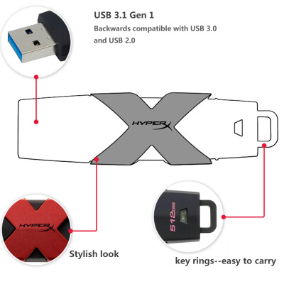 

Kingston HyperX Savage USB31 Flash Drive Pen Drive Memory Stick 350MBs Read Speed