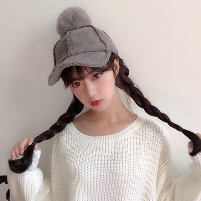 

Hat lady autumn&winter Korean version 100 suede baseball cap students keep warm hair ball duck tongue hat mens tide