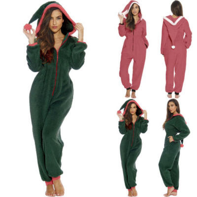 

Women Christmas Pajamas Santa Sleepwear Xmas Nightwear Bodysuit Jumpsuit Pyjamas