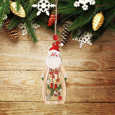 

Tailored Christmas Decorations Wooden Pendant Creative Santa Claus Openwork Ornament