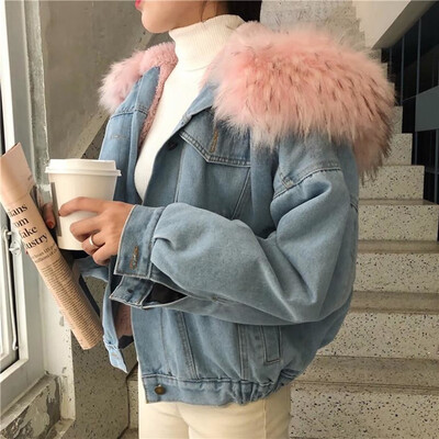 

Toponeto Women Warm Denim Short Coat Collar Jacket Slim Winter Hooded Outwear Coats