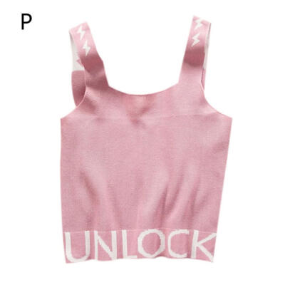 

Ladies Fashion Short Letter Pattern Print Knit Slim Bottoming Camisole