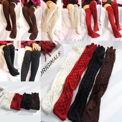 

Fashion Women Winter Crochet Knitted Over knee Long Boot Warm Thigh High Socks