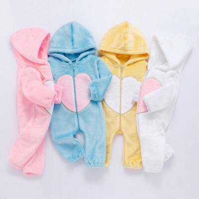 

Newborn Toddler Baby Girl Boy Hooded Romper Jumpsuit Winter Warm Outfits Clothes