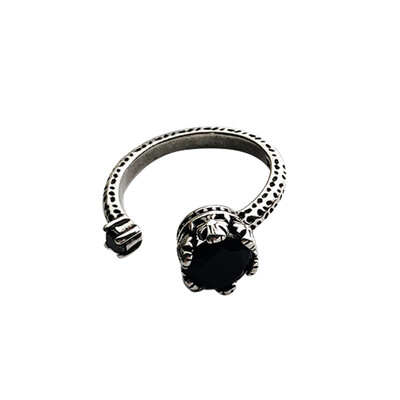 

Artificial Black Agate Ring Black Stone Silver Ring Plated Silver Chic Jewelry