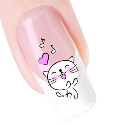 

〖Follure〗5pcs Smile Cat Nail Tip Art Water Transfers Decal Sticker