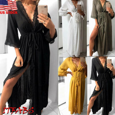 

Womens Long Maxi Dress Party Beach Dresses Summer Shawl Kimono Cardigan Sundress