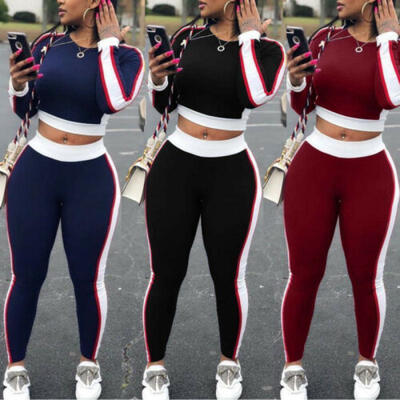 

2Pcs Women Lady Tracksuit Hoodies Sweatshirt Pants Sets Sport Wear Casual Suit