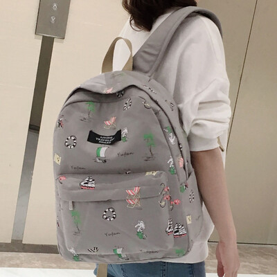 

Canvas bag female junior high school high school Korean Harajuku ulzzang backpack campus small fresh&simple backpack