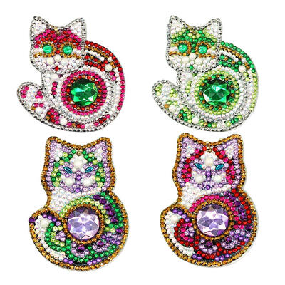 

4pcs DIY Full Drill Special Shaped Diamond Painting Cat Keychain Pendant