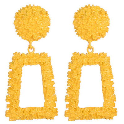 

Creative Personality Embossed Trapezoidal Long Metal Earrings