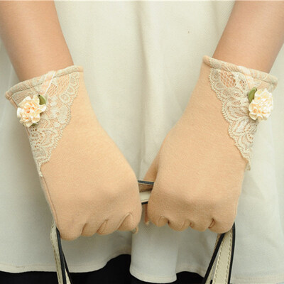 

Fashion Lovely Lace Flower Women Touch Screen Winter Warm Sport Gloves Gift