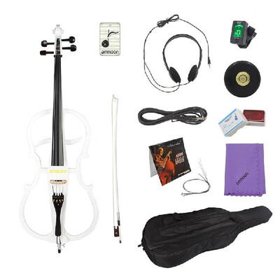 

ammoon 44 Full Size Solid Wood Electric Cello Violoncello Maple Wood body Ebony Fittings in Style 1 with Tuner Headphone Gig Bag