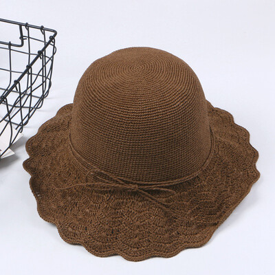 

New ladies outdoor outing bow sun hat vacation hollow sun hat hundred set summer straw hat wholesale