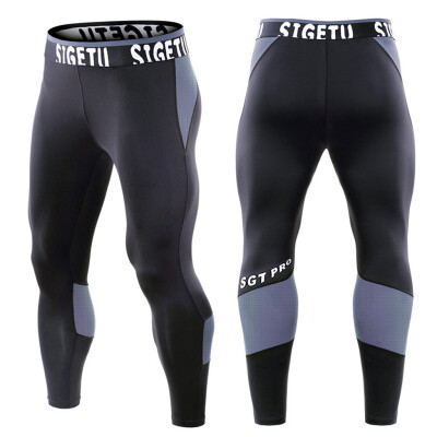 

Gobestart Mens Summer Fitness Patchwork Bodybuilding Skin Tight-drying Long Sports Pants