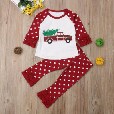 

US XMAS Toddler Kids Baby Girls Christmas Top Pants Leggings Outfits Clothes