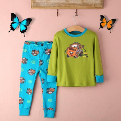 

Kids Boys Cotton Long Sleeve Sport Casual Set Baby Cotton Sleepwear Pajamas 1-7Y