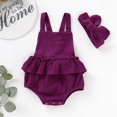 

Summer Toddler Kid Baby Girls Strap Ruffled Solid Color Romper Jumpsuit Sunsuit