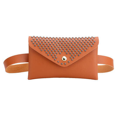 

Punk Solid Color Rivet Shoulder Waist Bags Fanny Packs Women Flap Chest Bag