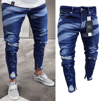 

Stylish Mens Ripped Skinny Jeans Destroyed Frayed Slim Fit Denim Pants Trousers