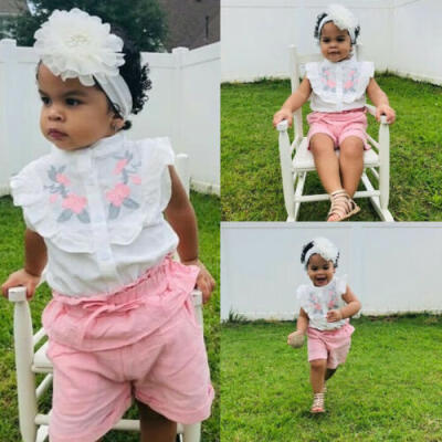 

Toddler Kids Baby Girl Floral Tops Shirt Pink Short Pants Legging Outfit Clothes