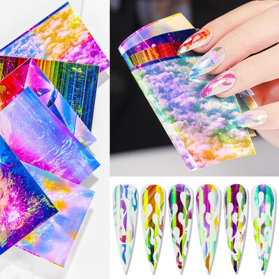 

Gobestart 5PCS Nail Art Stickers Flame Reflections Tape Adhesive Foils DIY Decoration